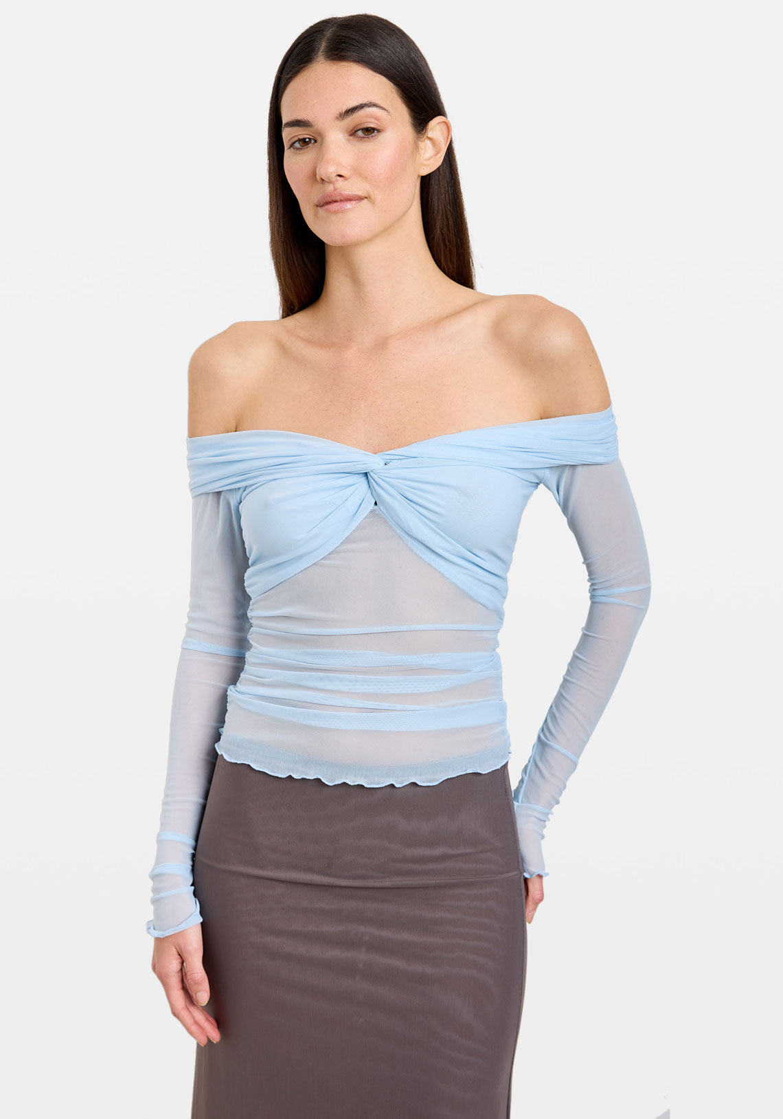 Mesh Twist Ls Top Sky