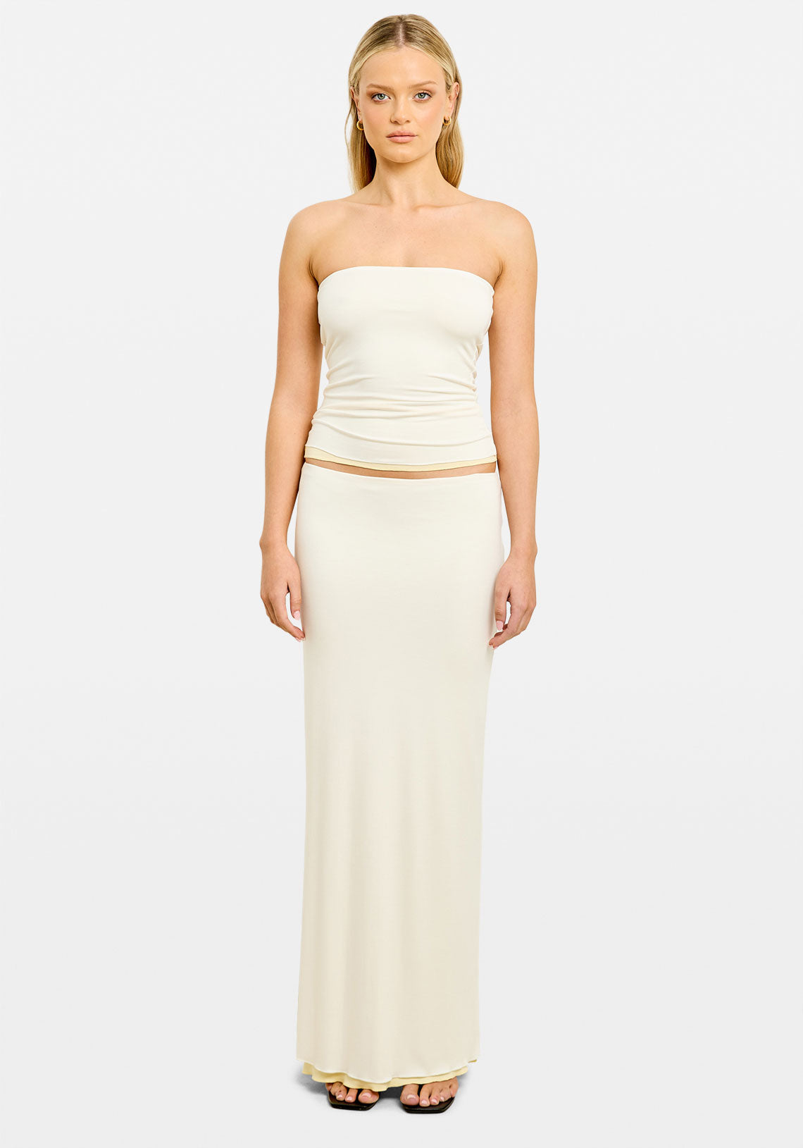 Aisha Reversible Maxi Skirt Butter/White