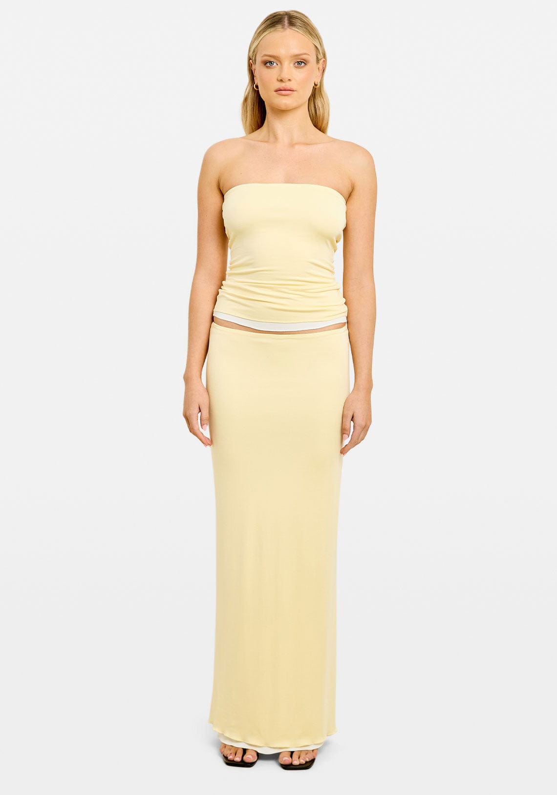 Aisha Reversible Maxi Skirt Butter/White