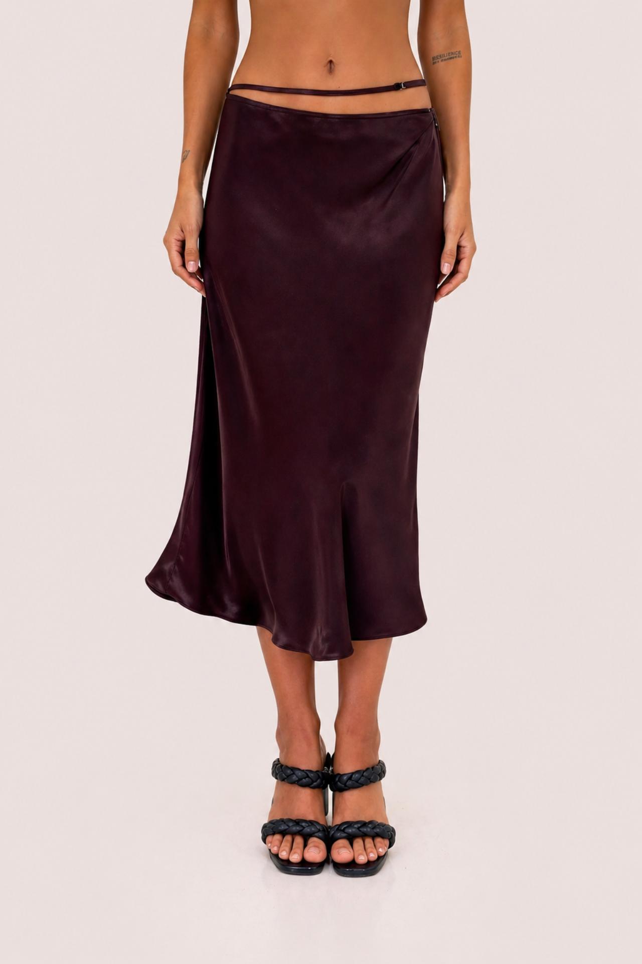 Chosen By Tuchuzy Satin strap midi skirt
