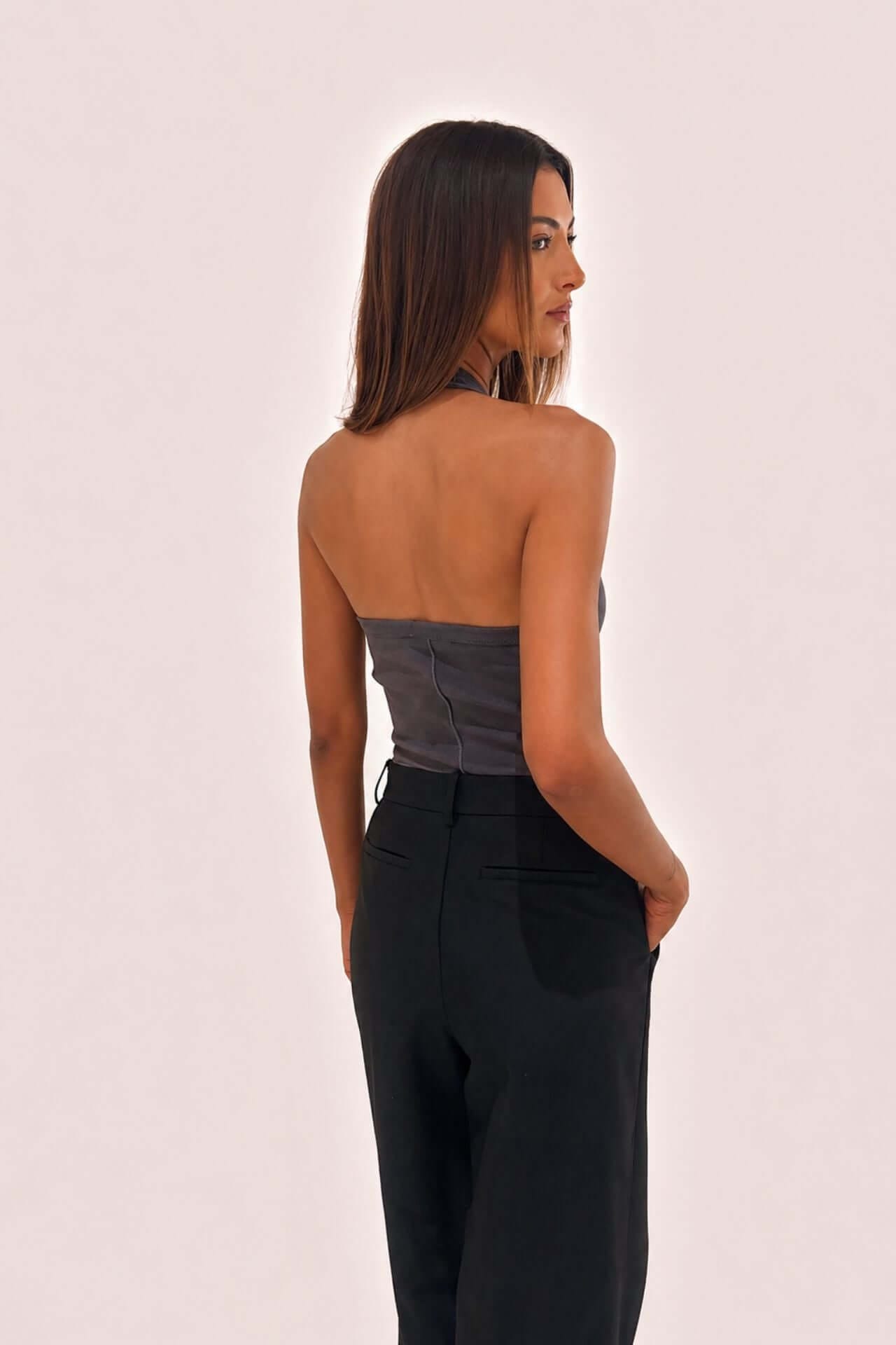 Chosen By Tuchuzy Scoop Halter Shell Tank Slate