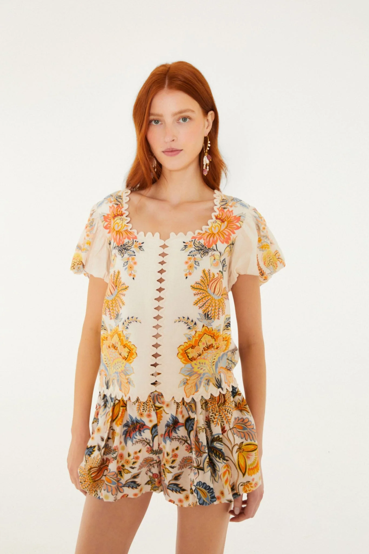 Farm Rio Ligia Shorts Off White