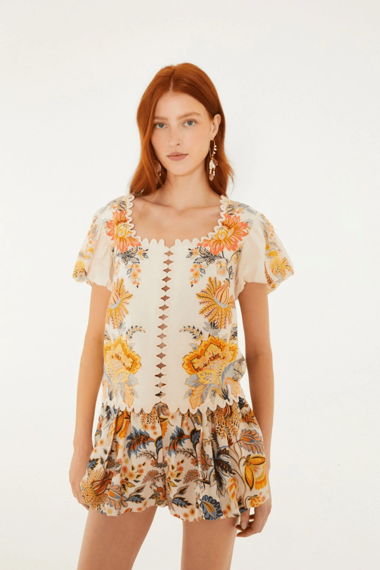 Farm Rio Ligia Shorts Off White