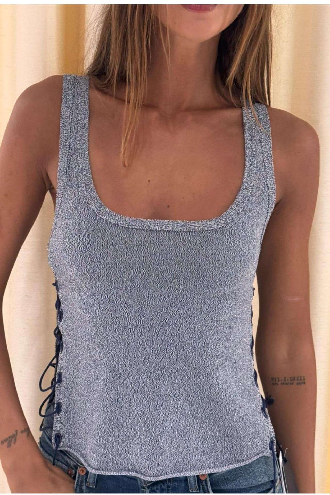 IRO Ferenza knot top Anchor Blue/Porcelain
