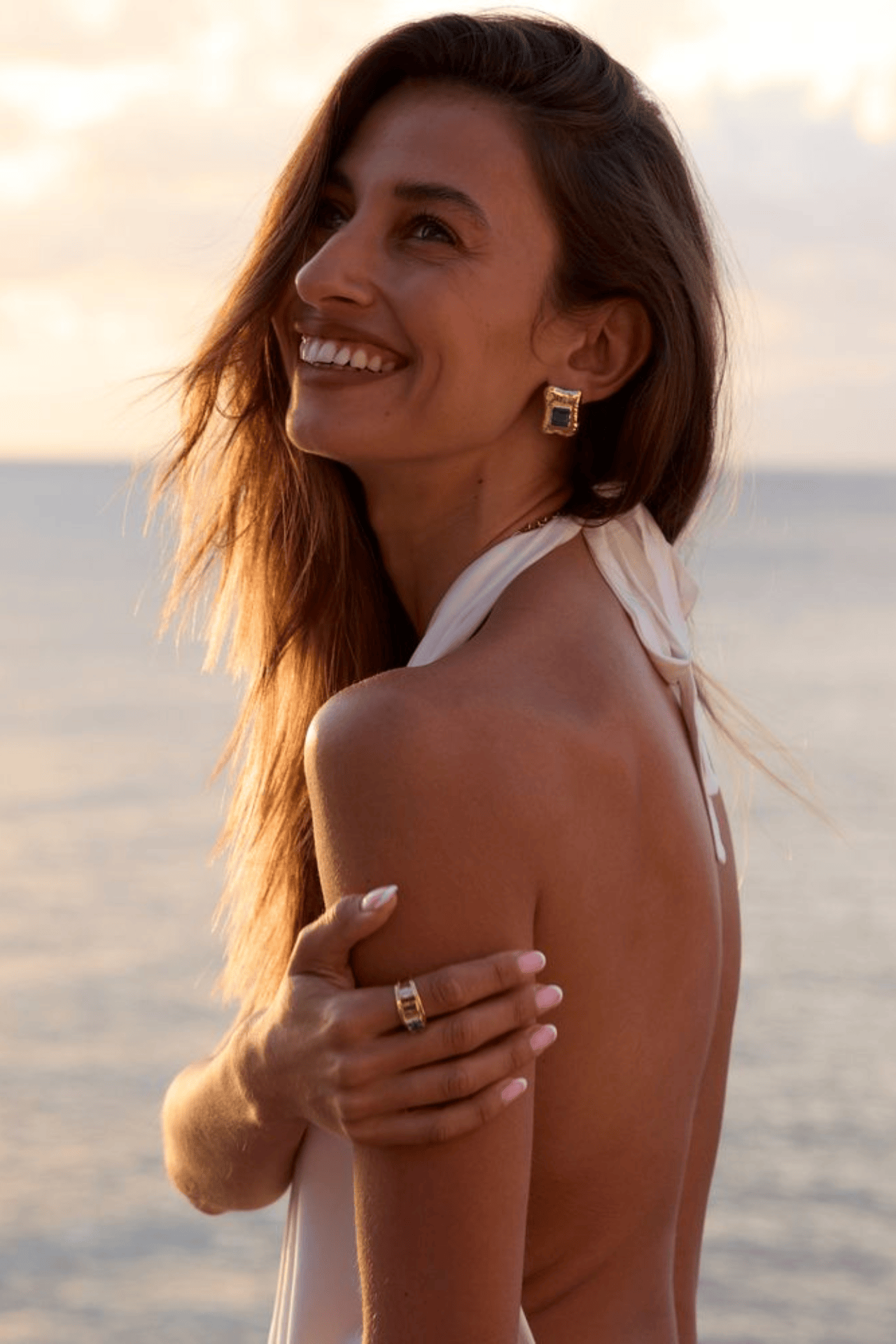 Mountain & Moon Kauri Earrings | Gold Malachite