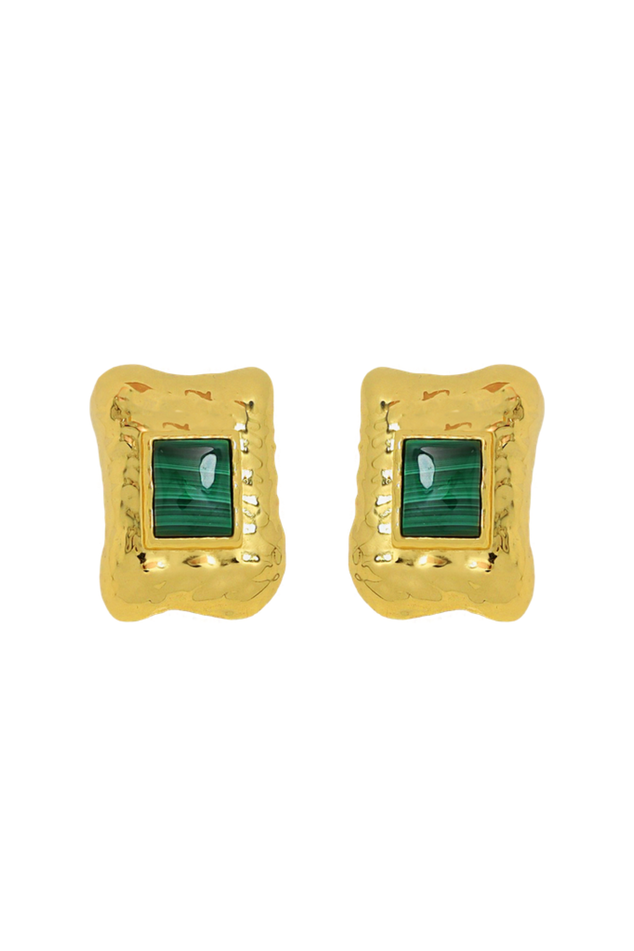 Mountain & Moon Kauri Earrings | Gold Malachite