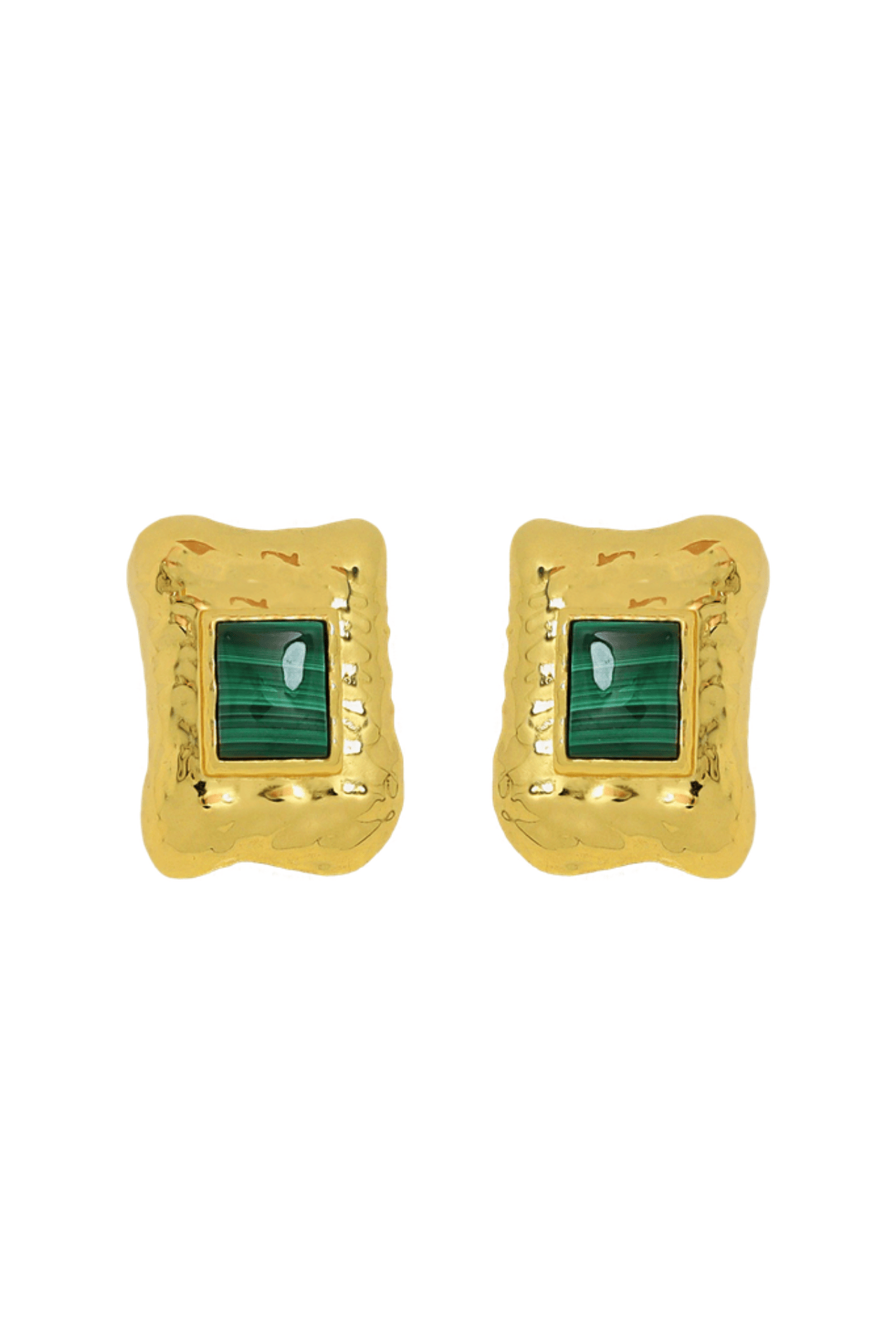 Mountain & Moon Kauri Earrings | Gold Malachite