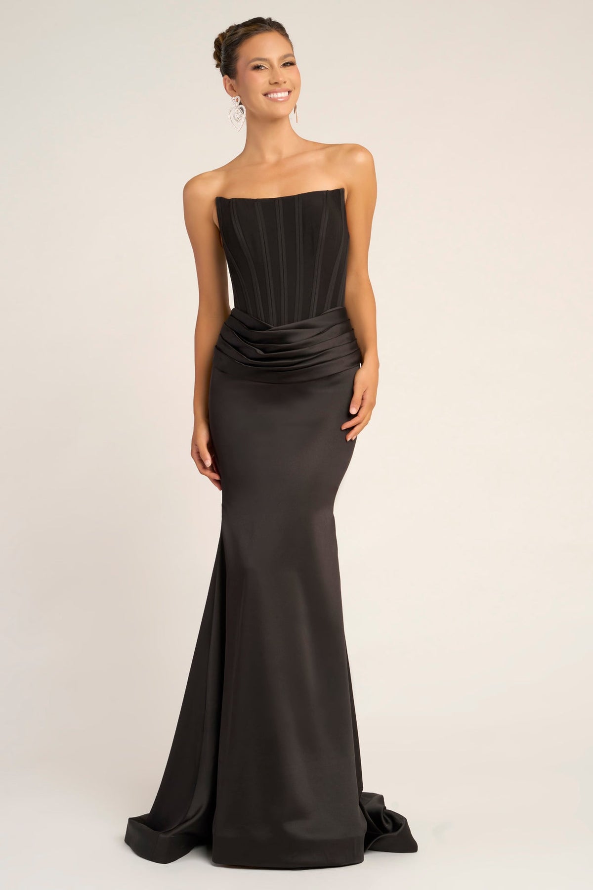 Portia & Scarlett PS26032 Strapless Satin Gown Black – image 1