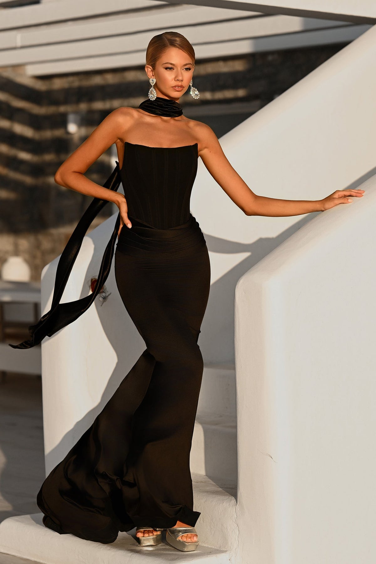 Portia & Scarlett PS26032 Strapless Satin Gown Black – image 3