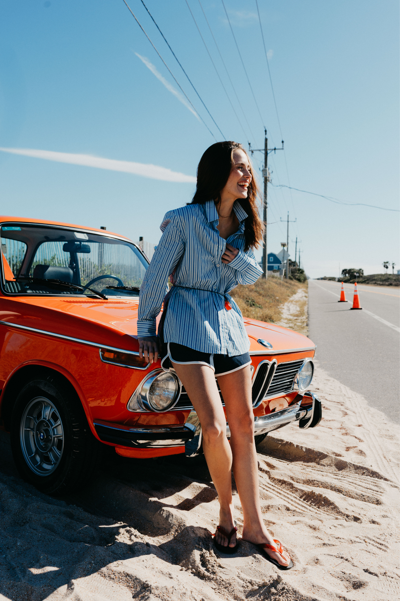 Perfectwhitetee Avalon Cotton Poplin Shirt Pacific Blue Stripe