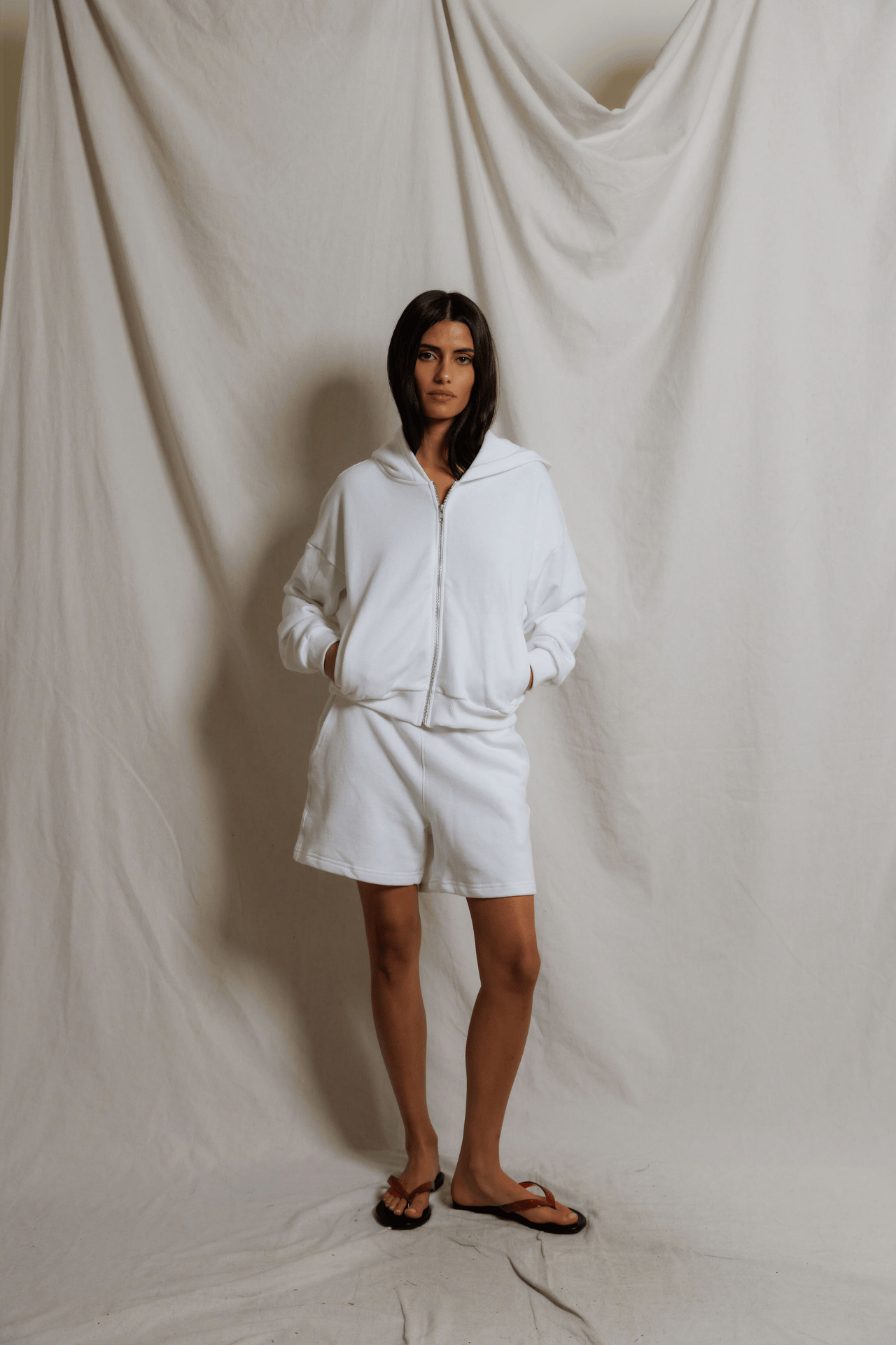 Perfectwhitetee Bari French Terry Short White