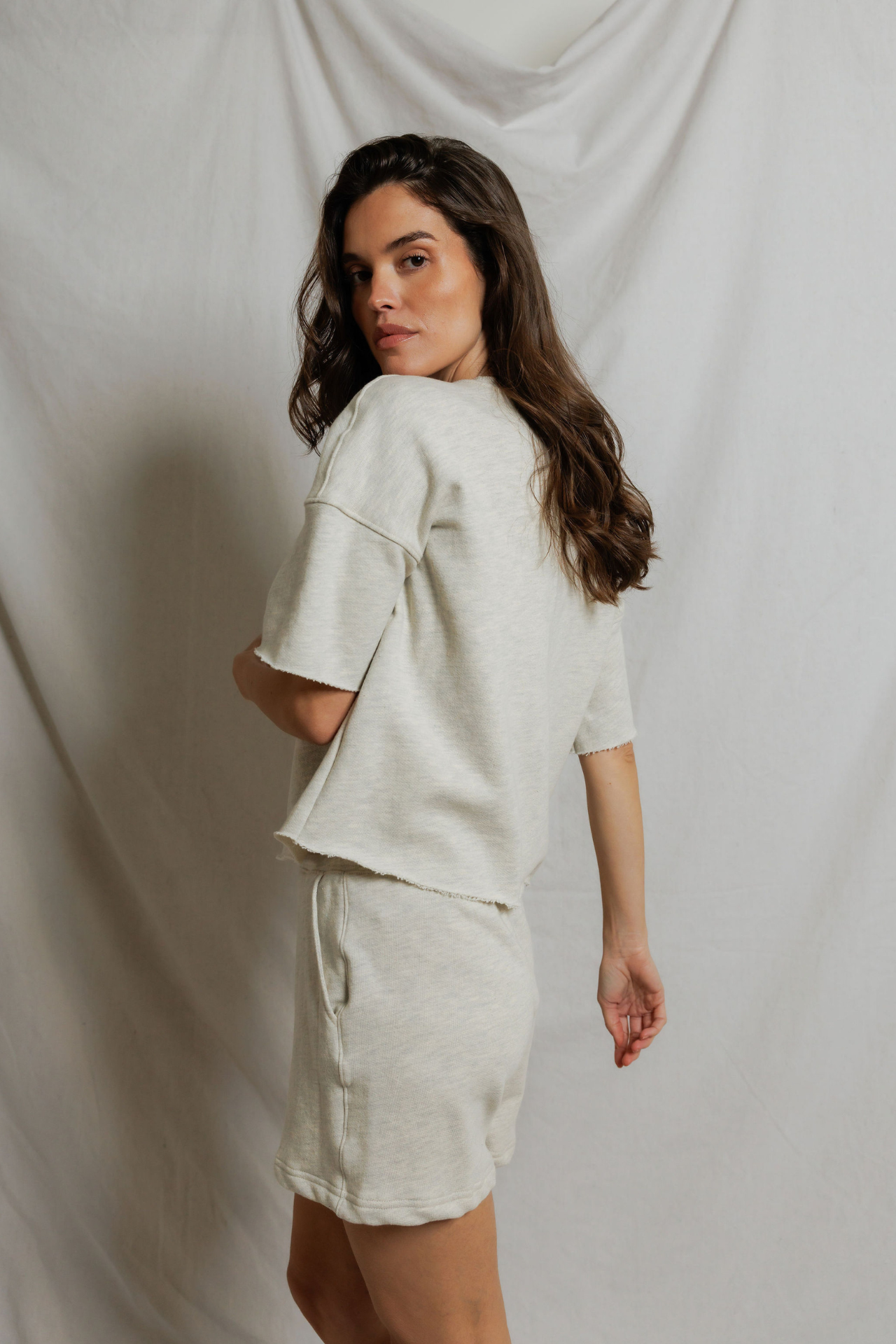 Perfectwhitetee Ezra French Terry Short Sleeve Sweatshirt Oatmeal