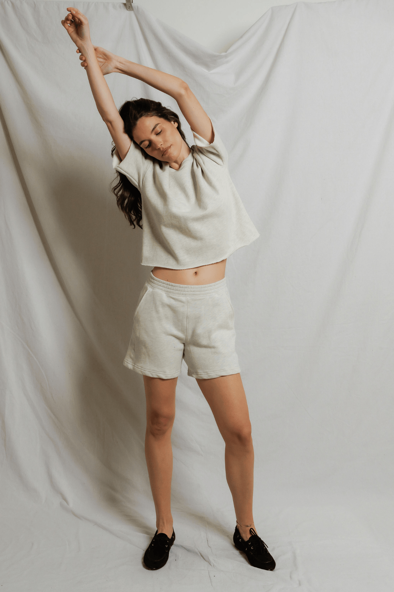 Perfectwhitetee Ezra French Terry Short Sleeve Sweatshirt Oatmeal