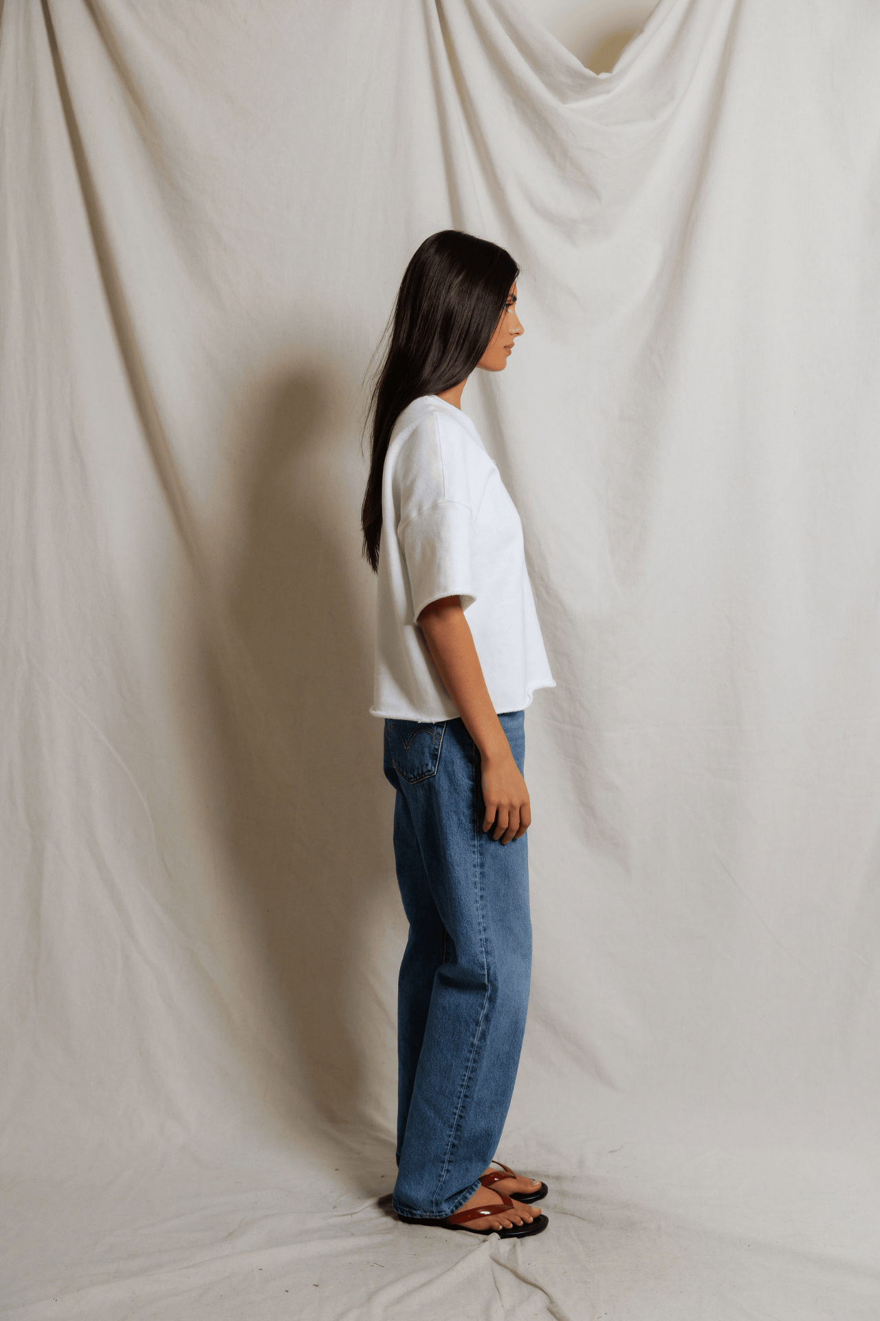 Perfectwhitetee Ezra French Terry Short Sleeve Sweatshirt White
