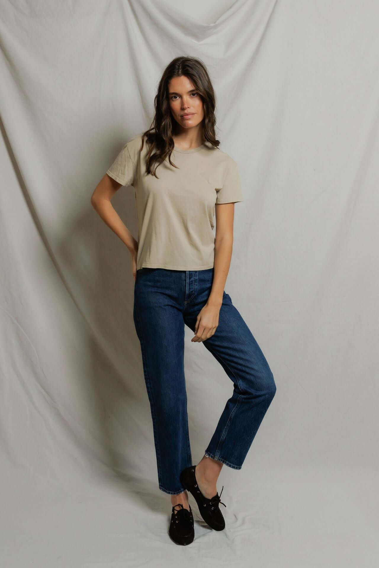 Perfectwhitetee Harley Boxy Crew Tee Driftwood