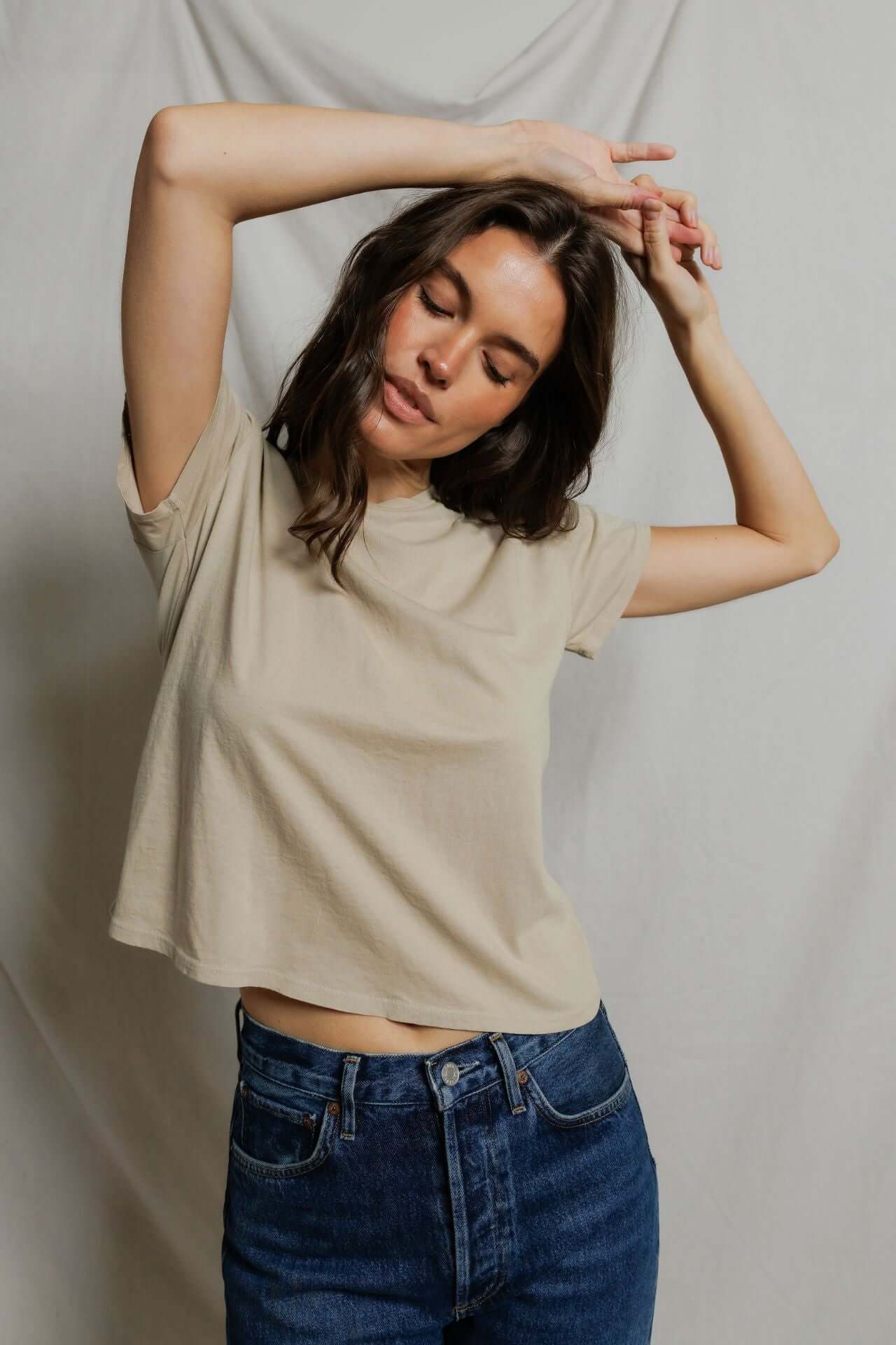 Perfectwhitetee Harley Boxy Crew Tee Driftwood