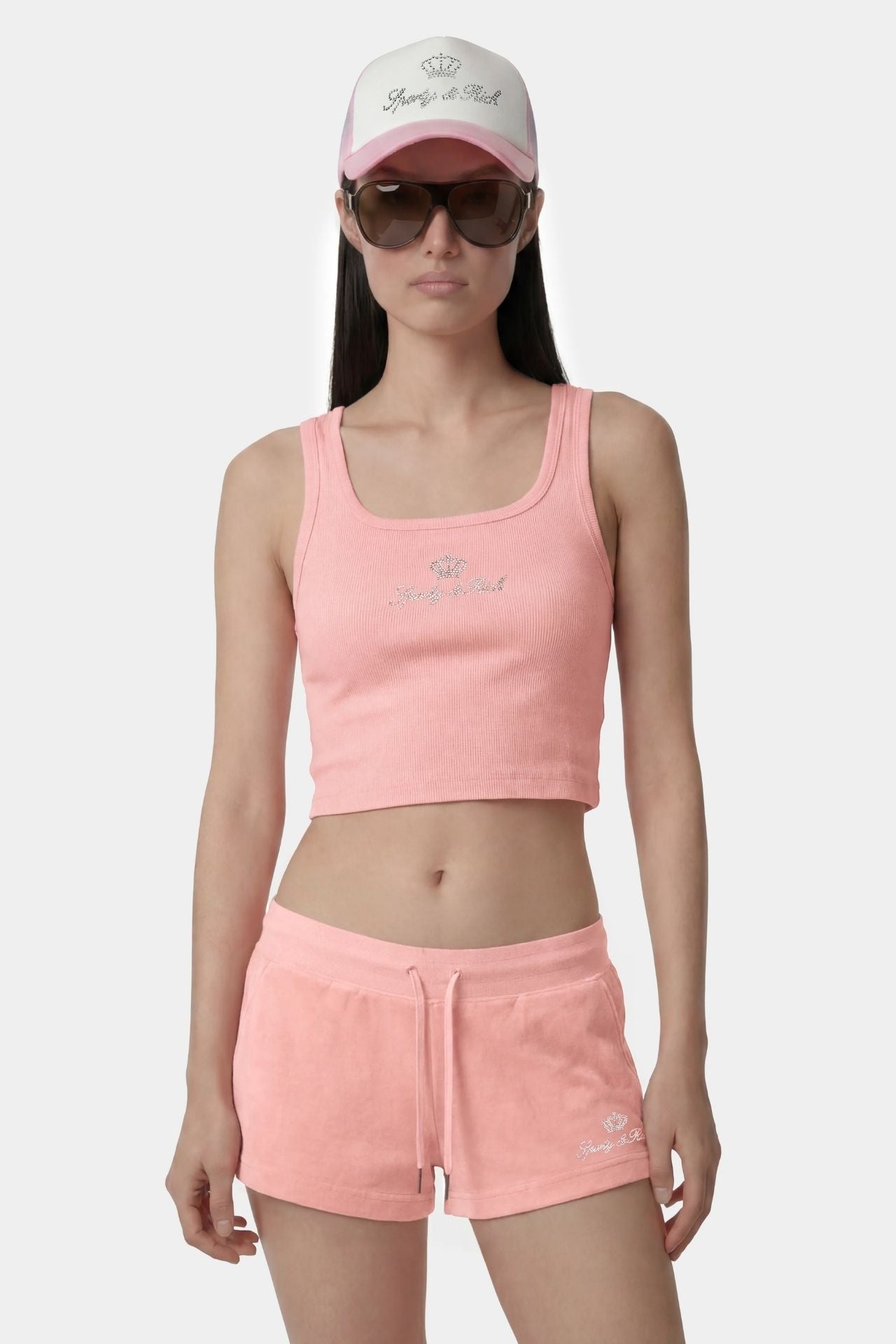 Sporty & Rich Juicy Crown Ribbed Tank T Shirt Rose