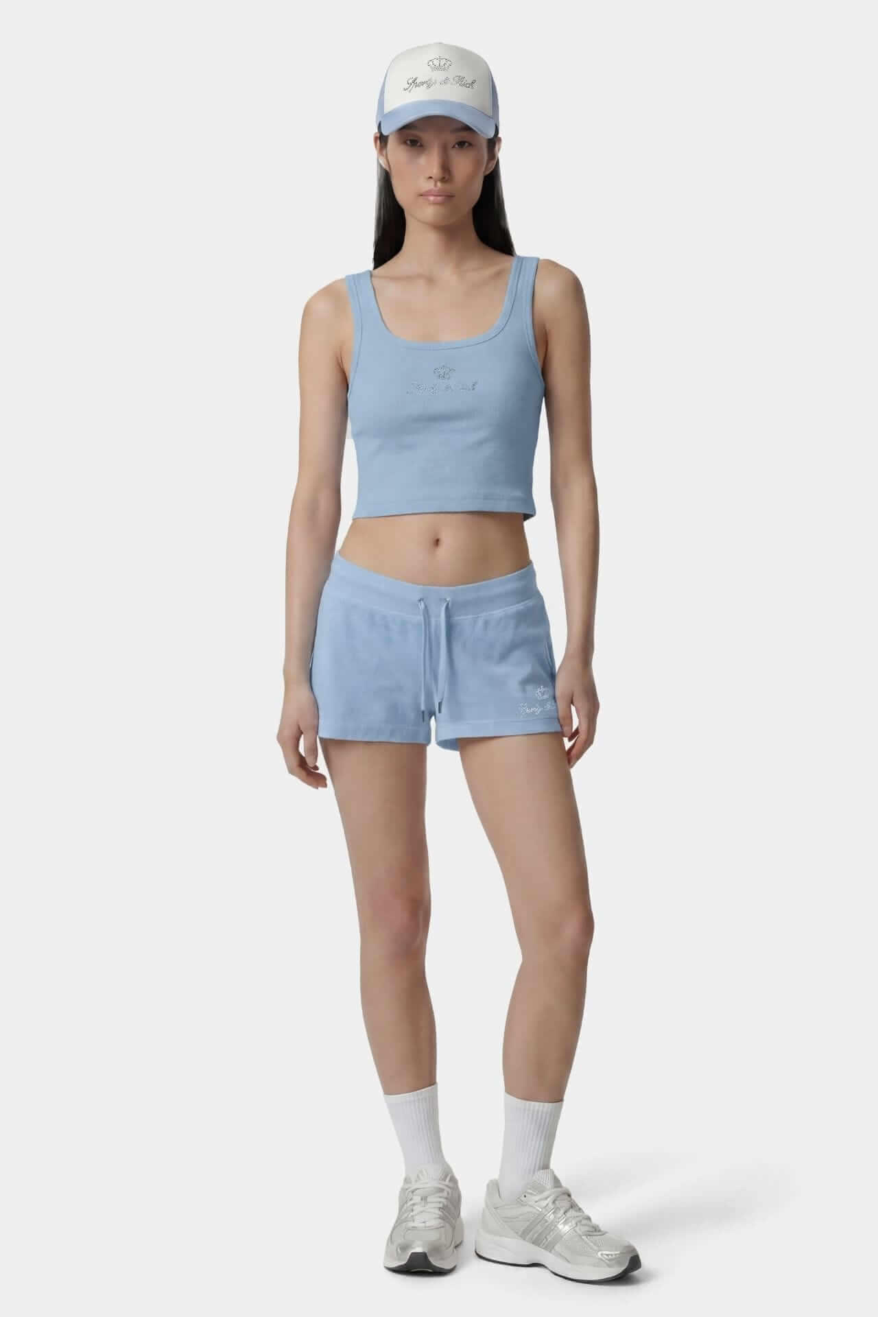 Sporty & Rich Juicy Crown Ribbed Tank T Shirt Sky Blue