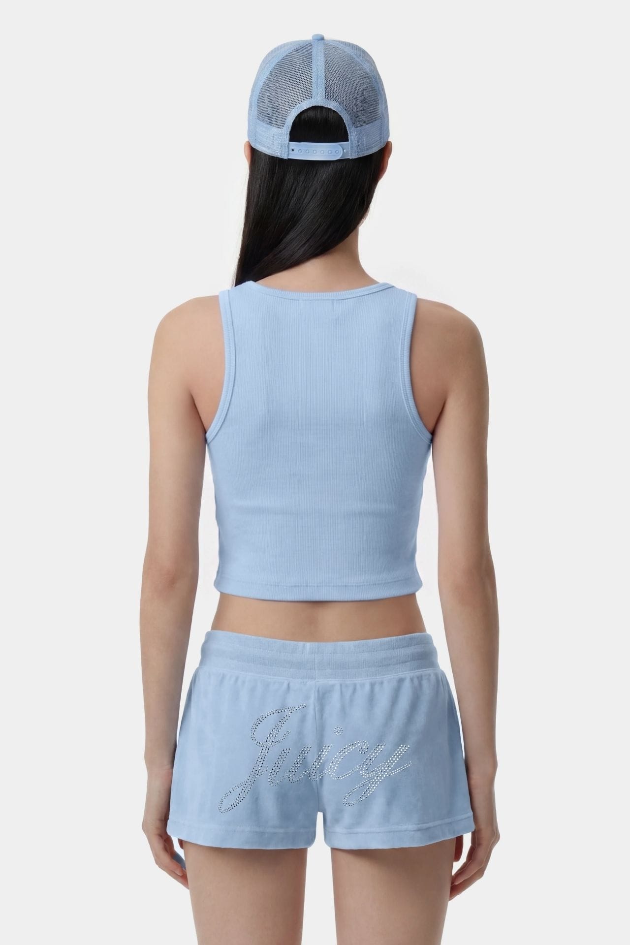 Sporty & Rich Juicy Crown Ribbed Tank T Shirt Sky Blue