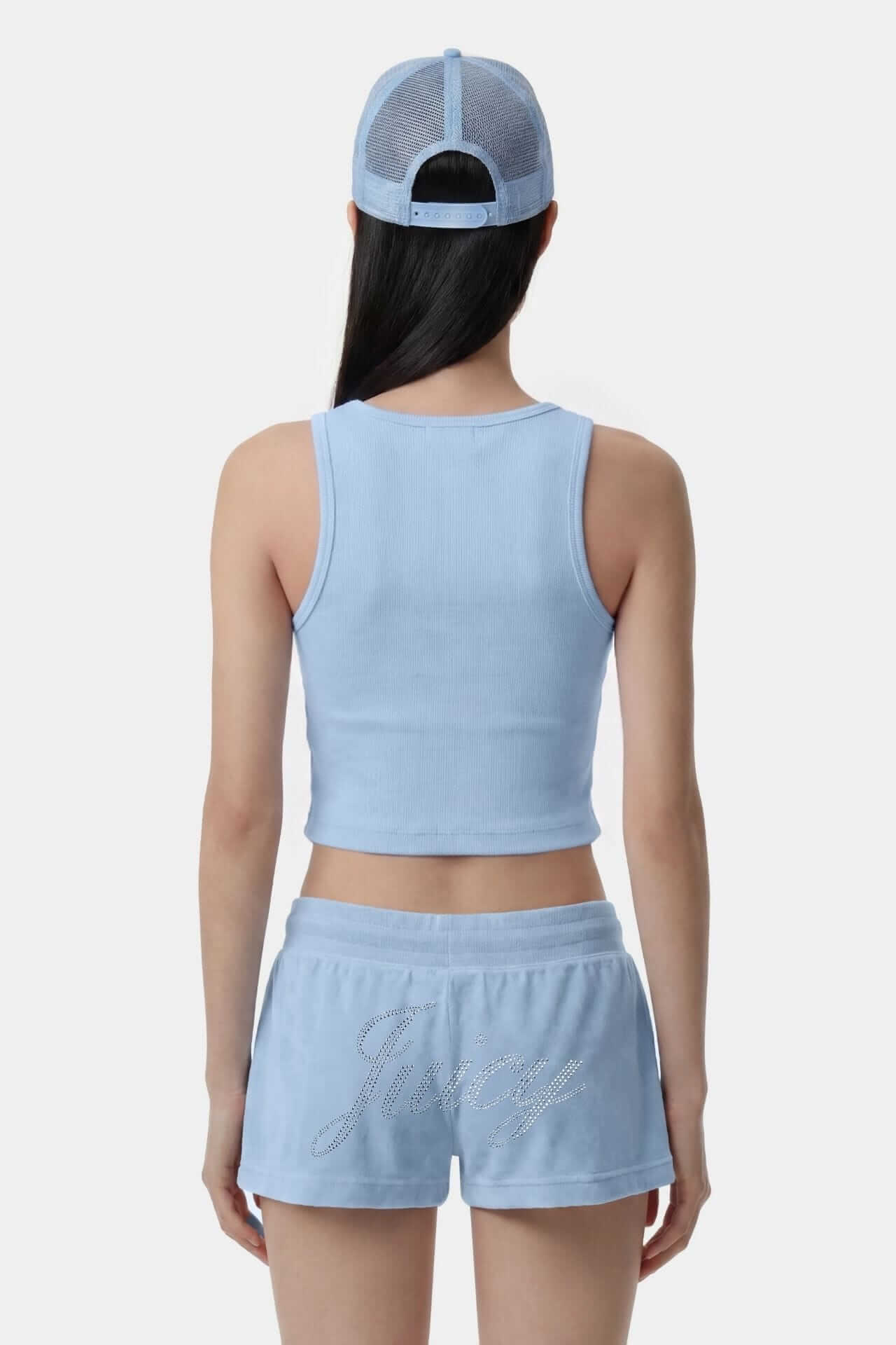 Sporty & Rich Juicy Crown Ribbed Tank T Shirt Sky Blue