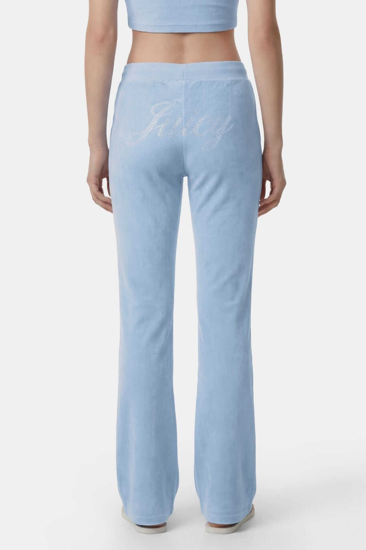Sporty & Rich Juicy Script Velour Sweatpant Pants Sky Blue
