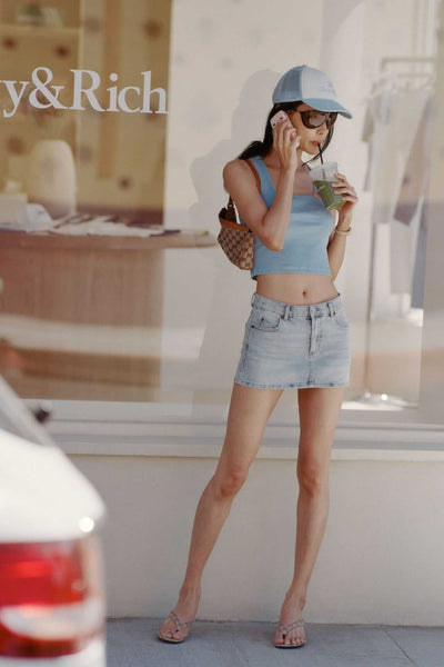 Sporty & Rich Juicy Crown Ribbed Tank T Shirt Sky Blue