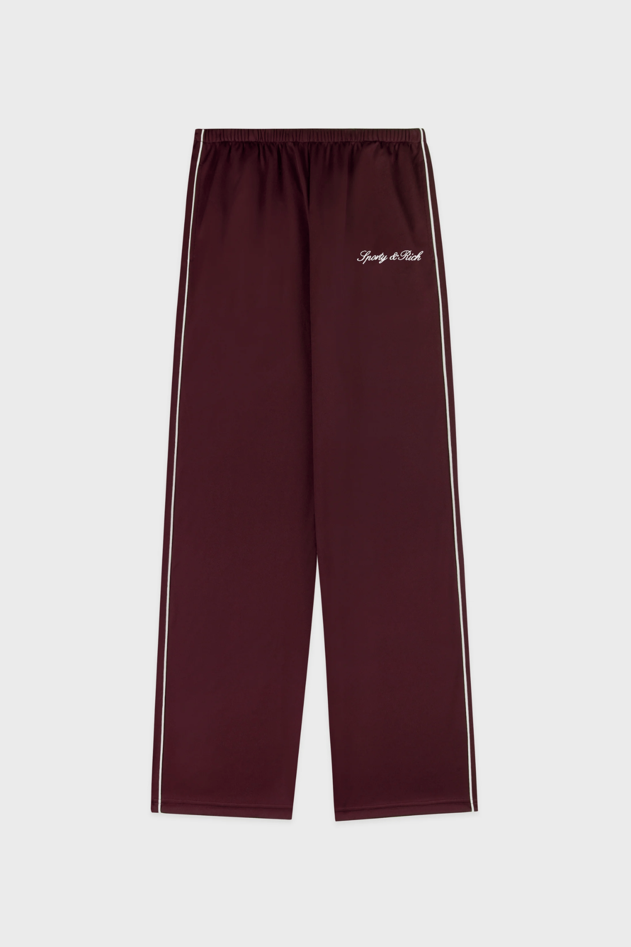 Sporty & Rich Signature Logo Retro Track Pant Bordeaux White