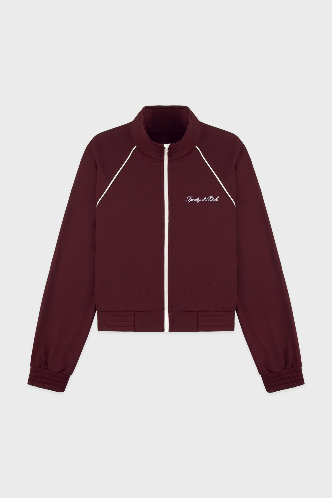 Sporty & Rich Signature Logo Retro Track Jacket Bordeaux White
