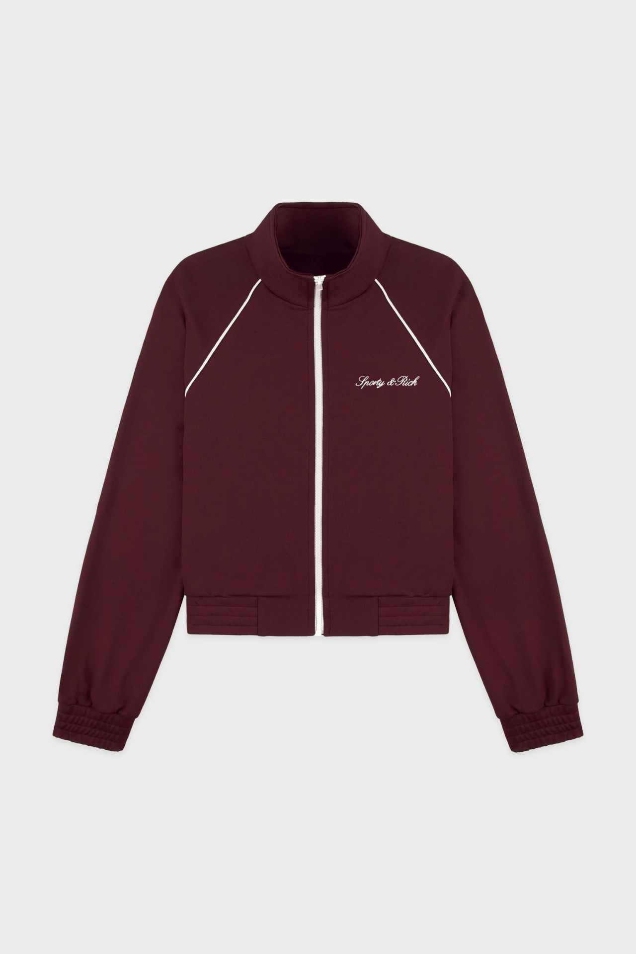 Sporty & Rich Signature Logo Retro Track Jacket Bordeaux White
