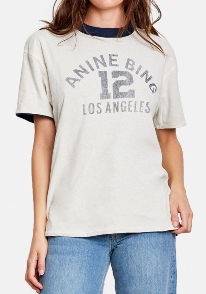 TONI TEE REVERSIBLE WASHED NAVY AND OFF WHITE Anine Bing Tuchuzy