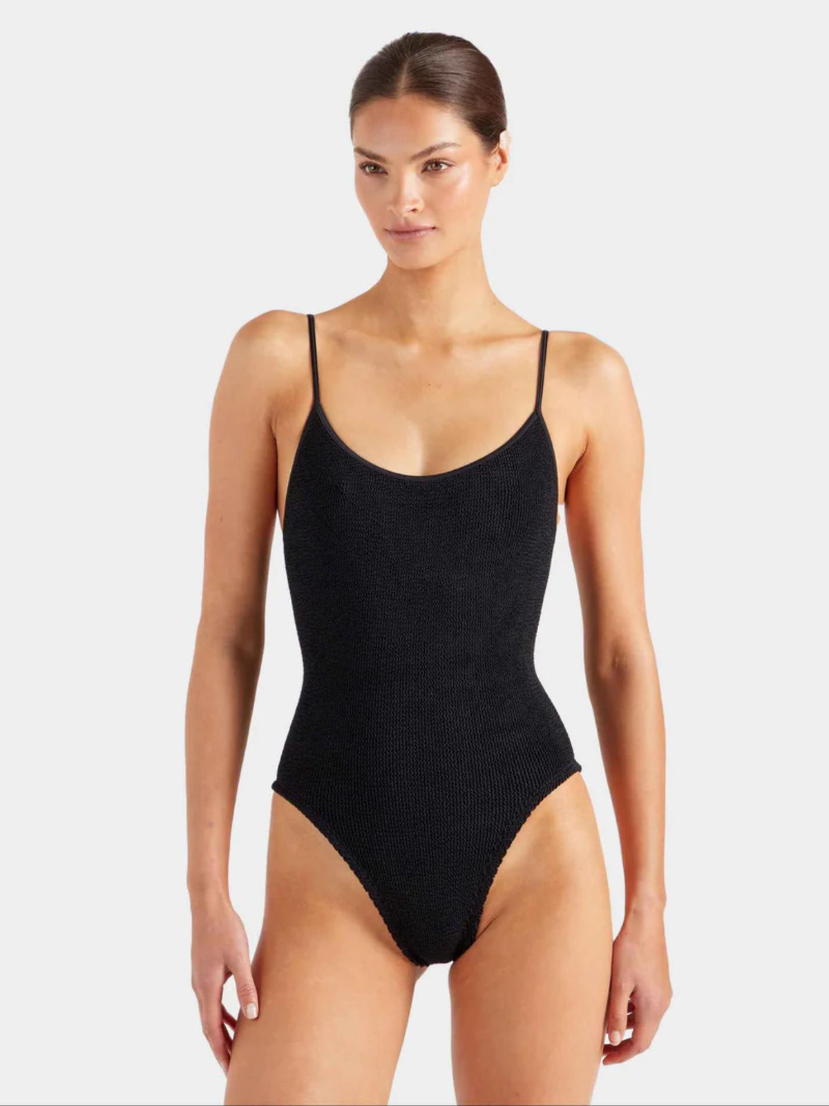 Hunza G Pamela Swim in Black, packed for a Tulum trip