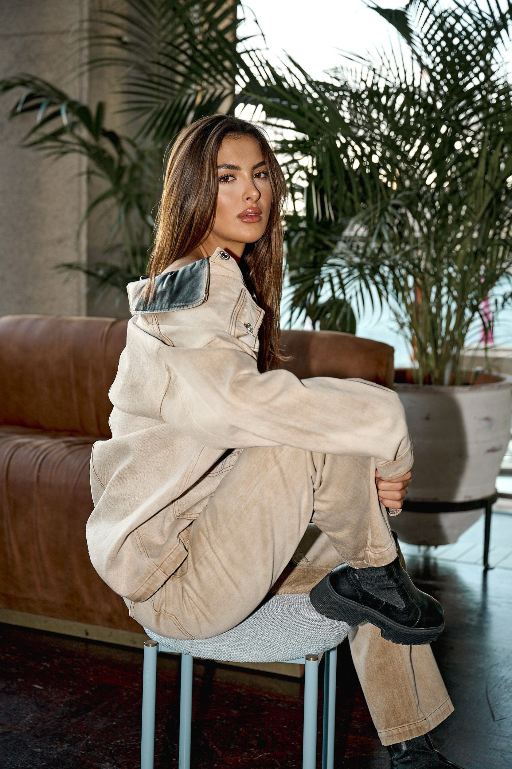 Chosen by Tuchuzy Steph Denim Jacket layered for a snow trip
