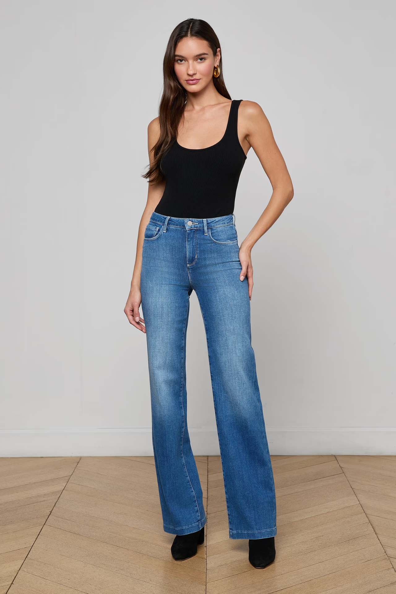 L'Agence Clayton wide-leg jean in Riverside wash at Tuchuzy
