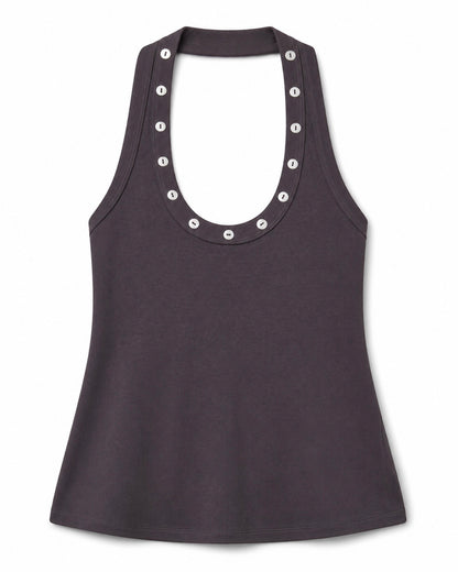 Chosen By Tuchuzy Scoop Halter Shell Tank Slate