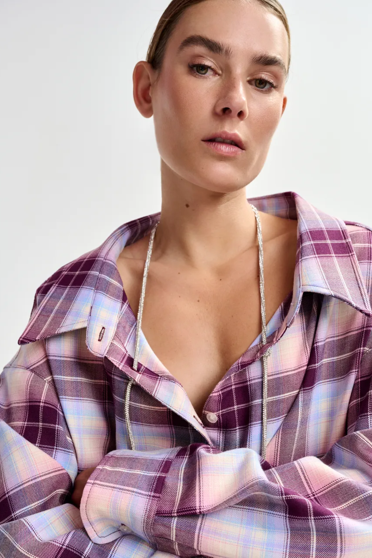 Essentiel Antwerp Oversized Plaid Jandrew Shirt In Purple