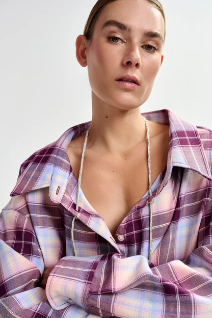 Oversized Plaid Jandrew Shirt In Purple