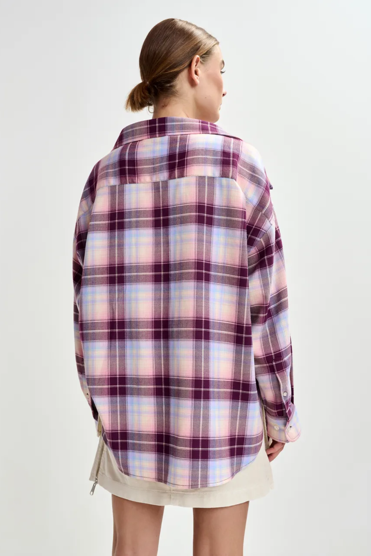 Essentiel Antwerp Oversized Plaid Jandrew Shirt In Purple