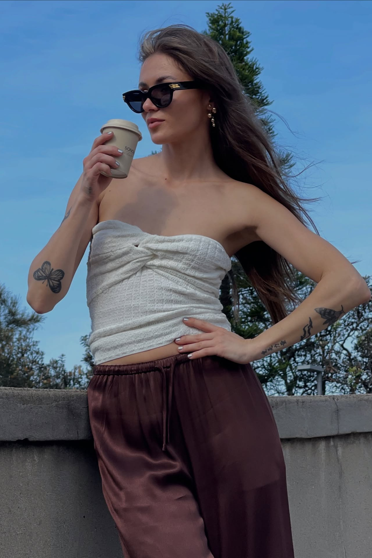 Emily Satin Pants Coffee