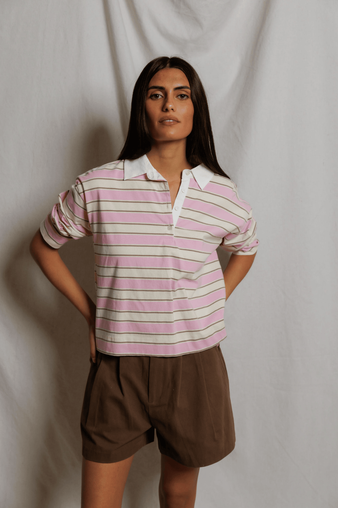 Perfectwhitetee Daria Cotton Rugby Sugar Pink Stripe