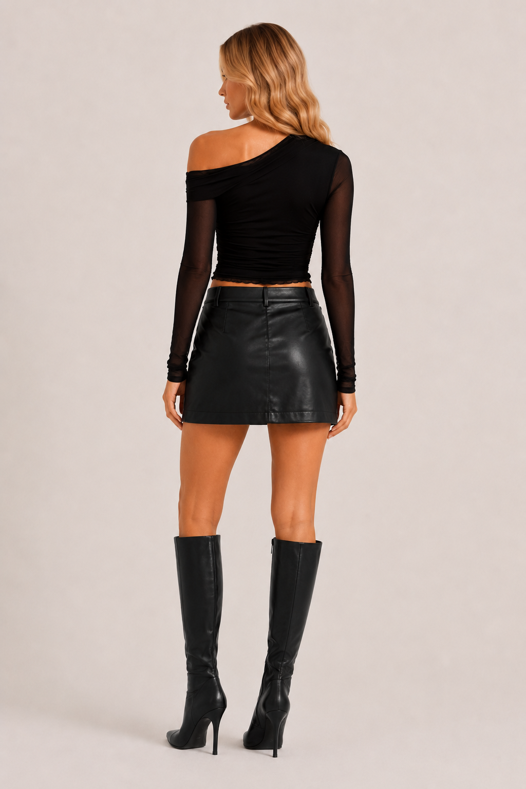 Chosen By Tuchuzy Asym Mesh Long Sleeve Top Black