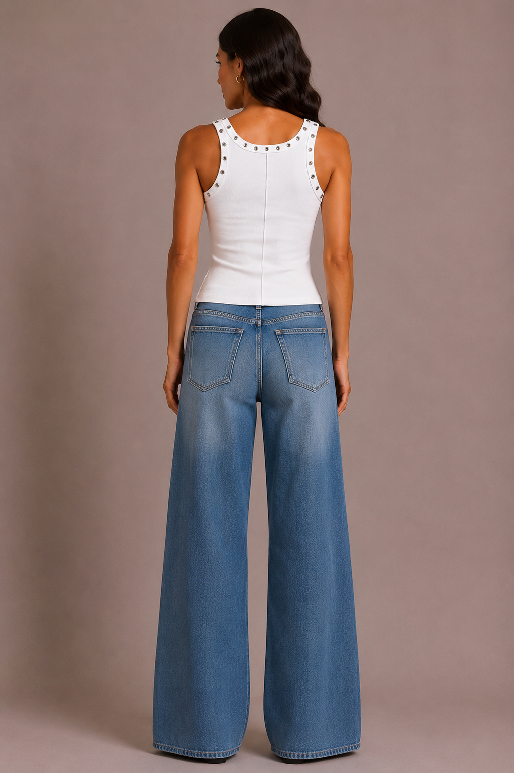 Chosen By Tuchuzy Eyelet Scoop Tank White