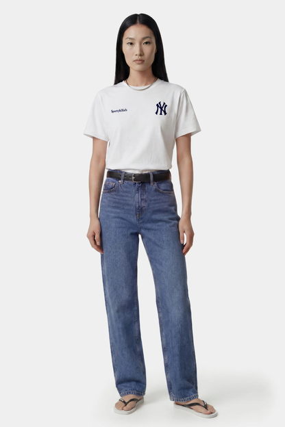 Sporty &amp; Rich Yankees Arch Tshirt White/Dark Navy