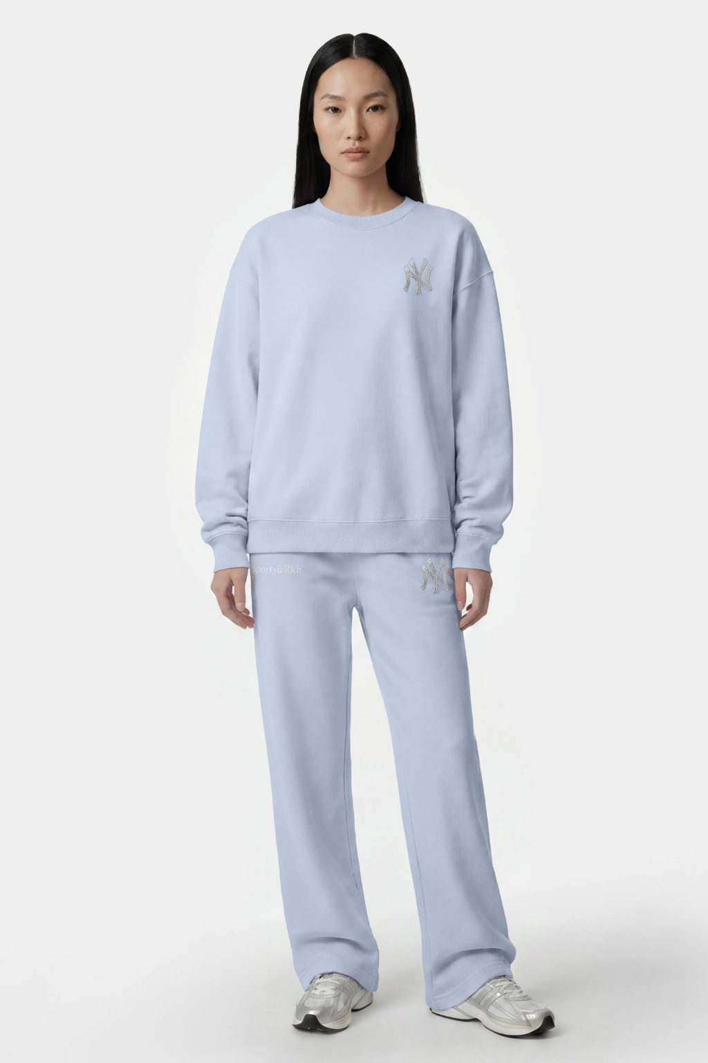 Sporty & Rich Yankees Krystal Wide Sweatpant Ciel/White