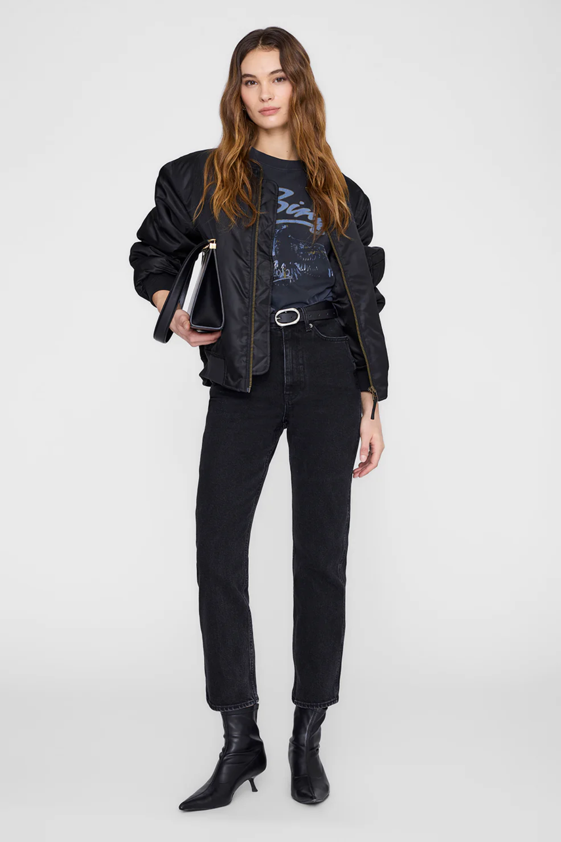 Anine Bing Kent Eagle Tee Washed Black