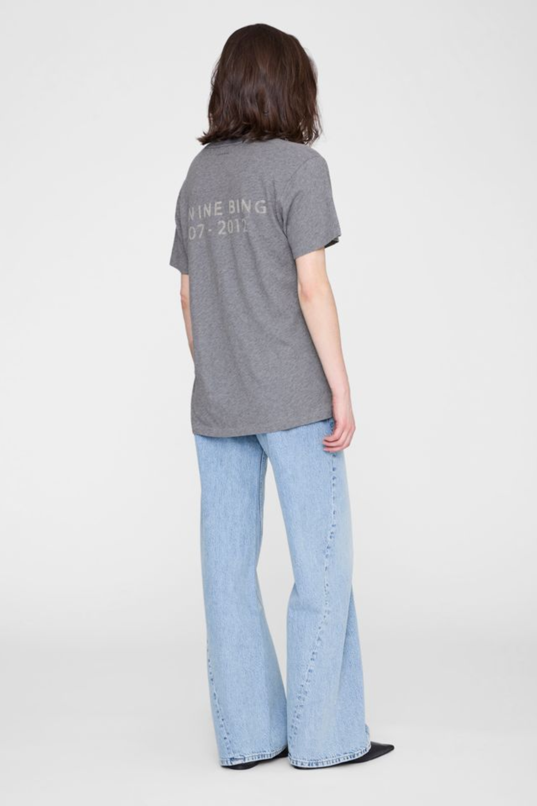 Anine Bing Wagner Tee Soft Stencil Dark Grey Melange