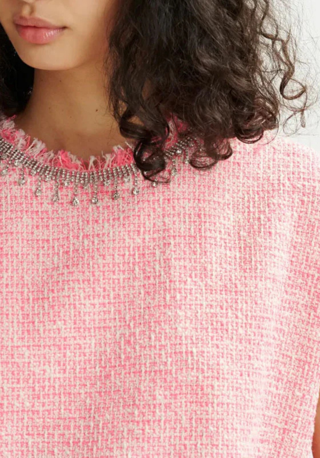 Rhinestone Trim Top Combo2 Calypso Pink