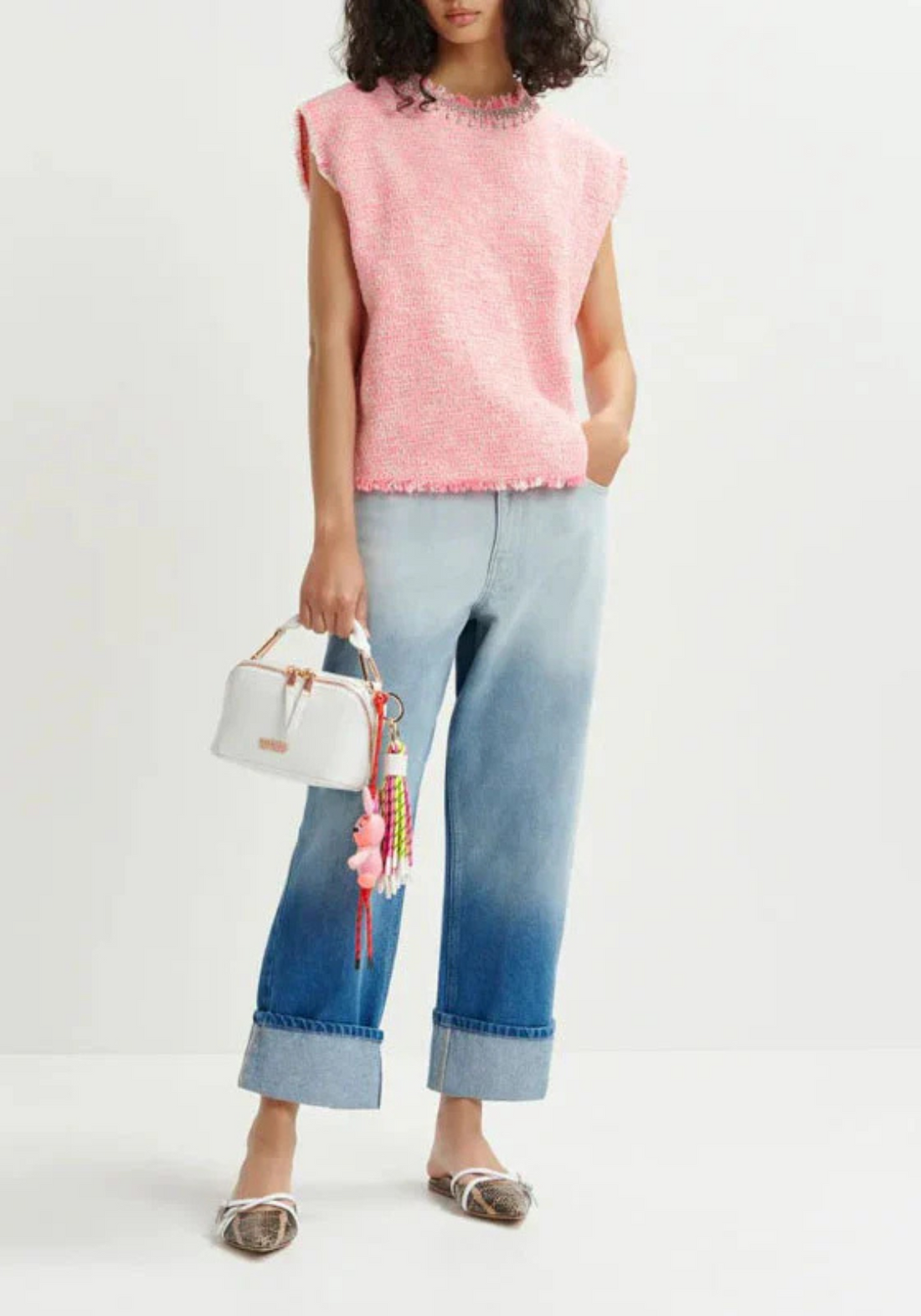 Rhinestone Trim Top Combo2 Calypso Pink