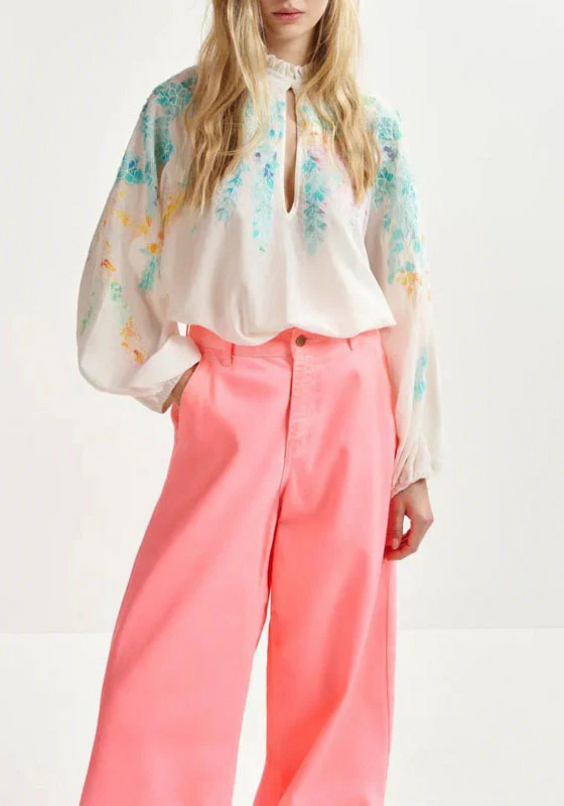 Appliqued Detail Top Off White