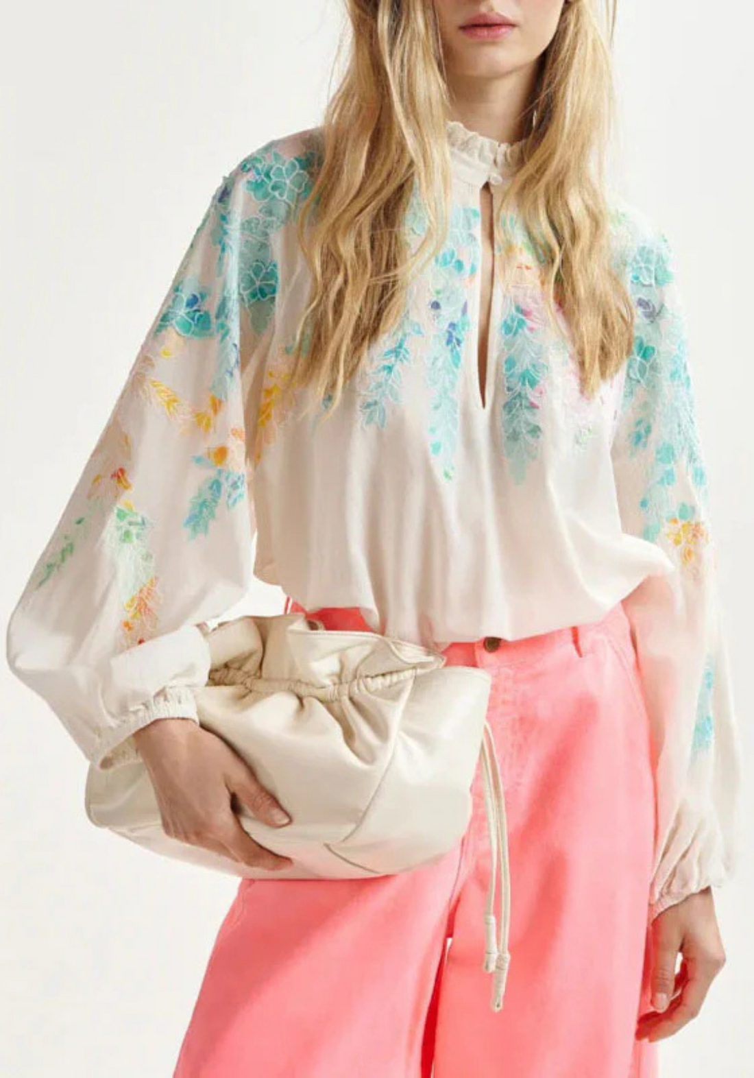 Appliqued Detail Top Off White