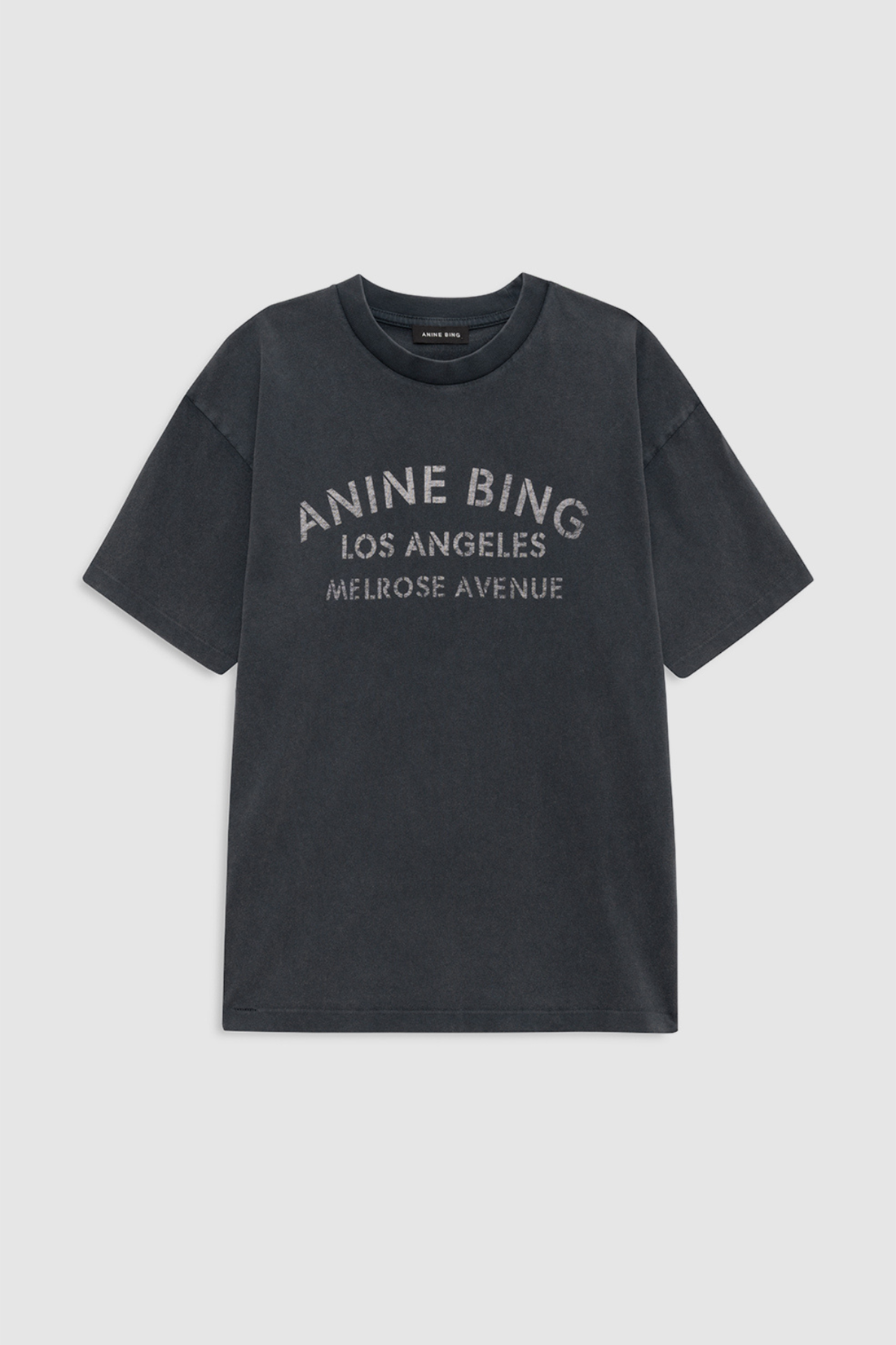 Anine Bing Cade Tee Melrose Stencil Washed Black